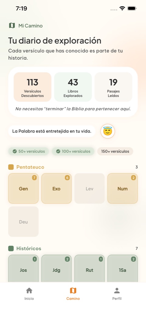 Mi Viaje — explora los 66 libros en tu mapa bíblico